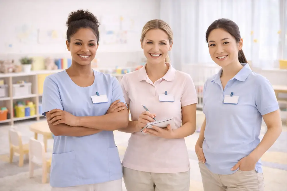 professionnelles de crèche heureuses