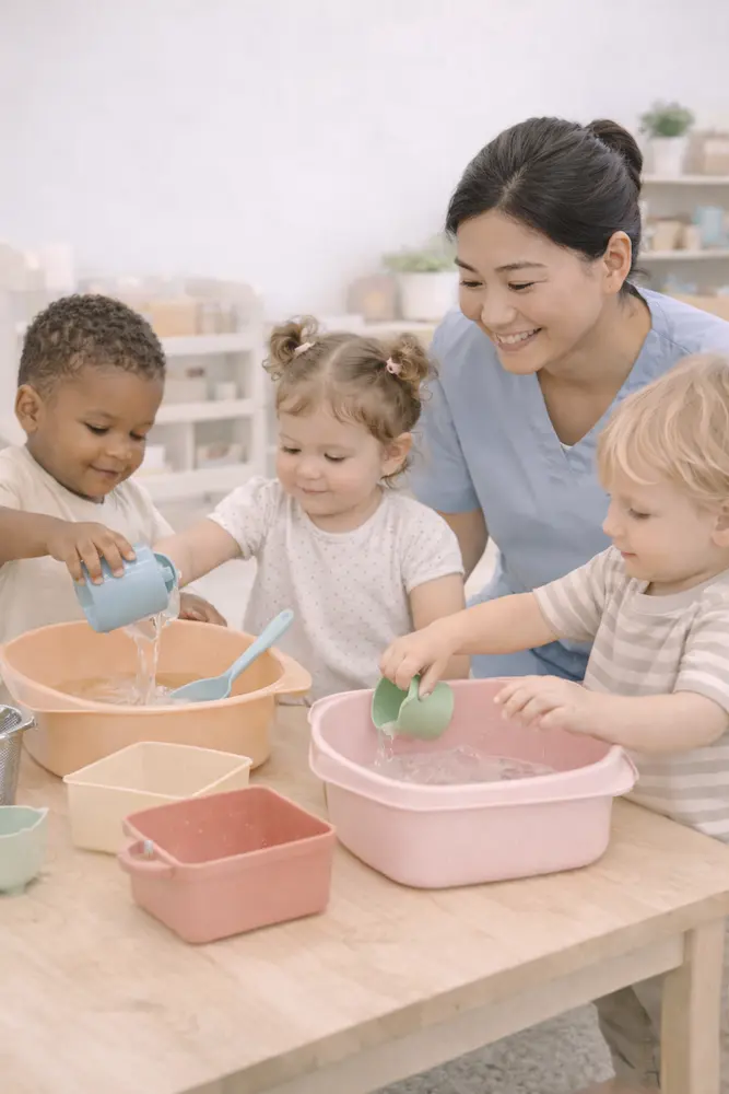 Jeux d'eau et eveil en crèche