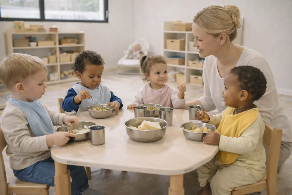 Moment repas en crèche